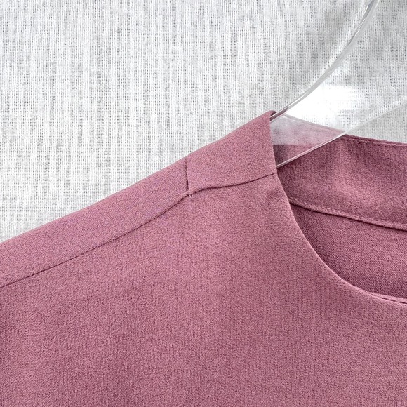 EILEEN FISHER Tunic Top Womens S Mauve Purple Silk Georgette Crepe Funnel Neck - Picture 16 of 16